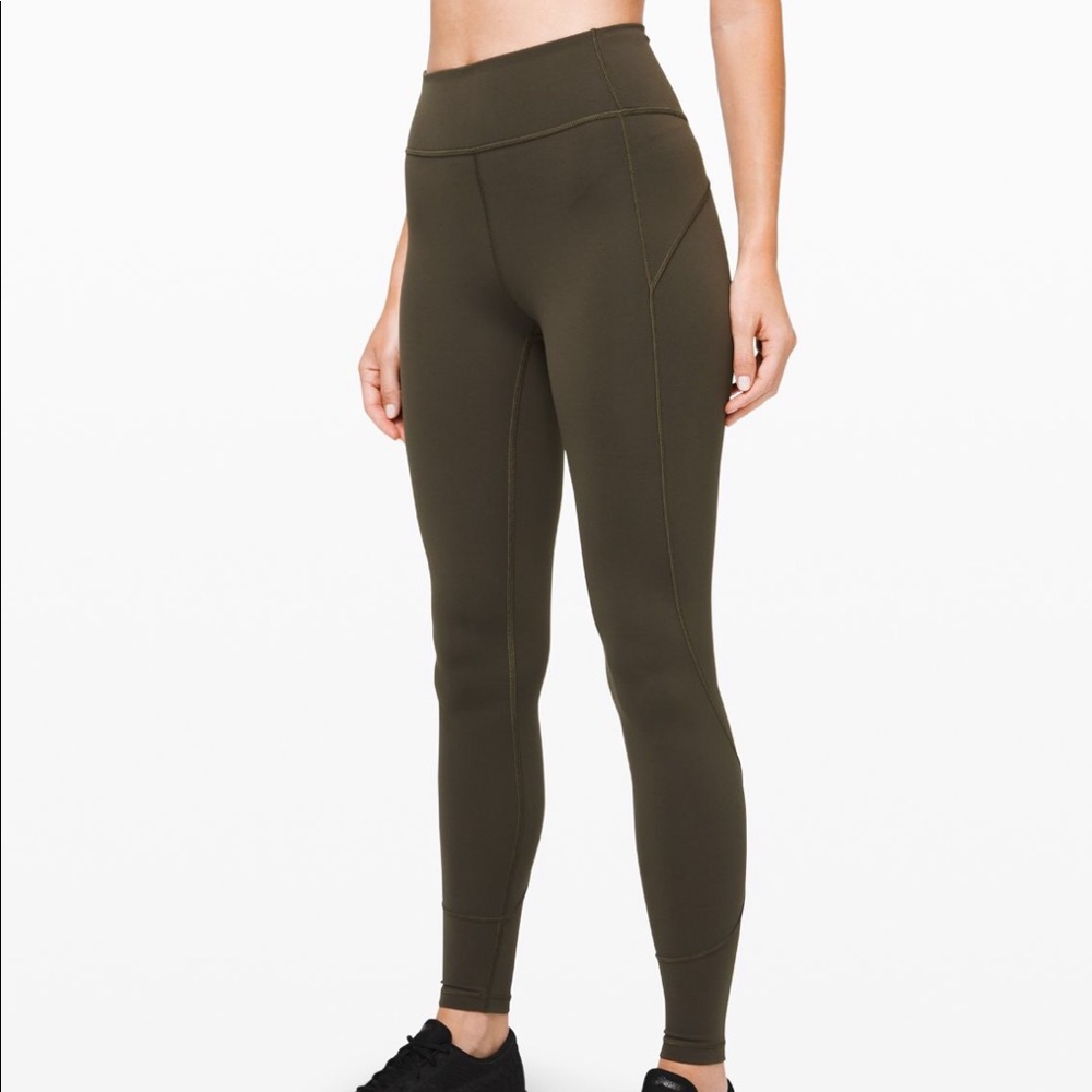 Lululemon In Movement leggings in olive green